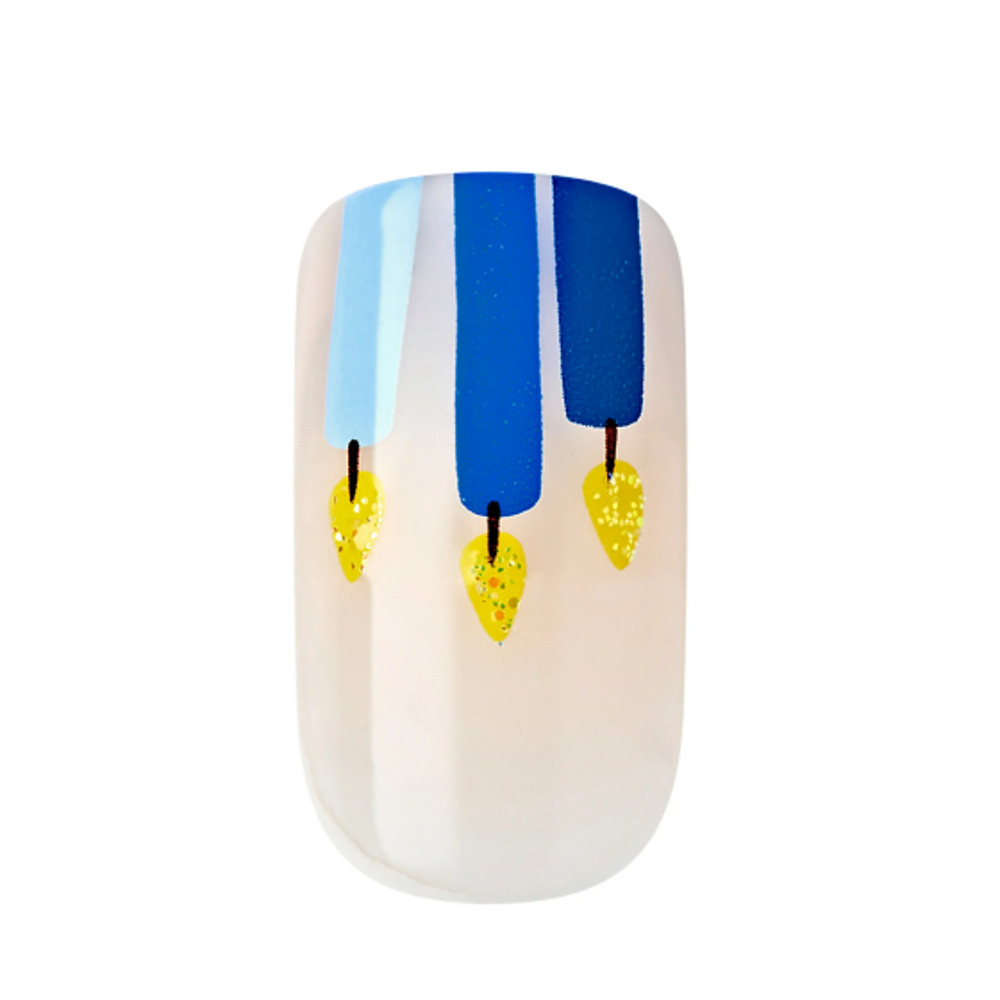 KISS imPRESS Press On Nails Design Noble Light Blue Medium Squoval New